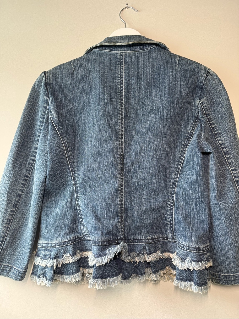 Laundry by Shelli Segal Y2K Denim Ruffle Jacket Size 10 - Picture 7 of 16